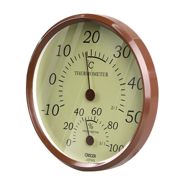 Crecer TR-150BR Analog Thermometer Hygrometer, Brown Ring, Made in Japan (Celsius Display only)
