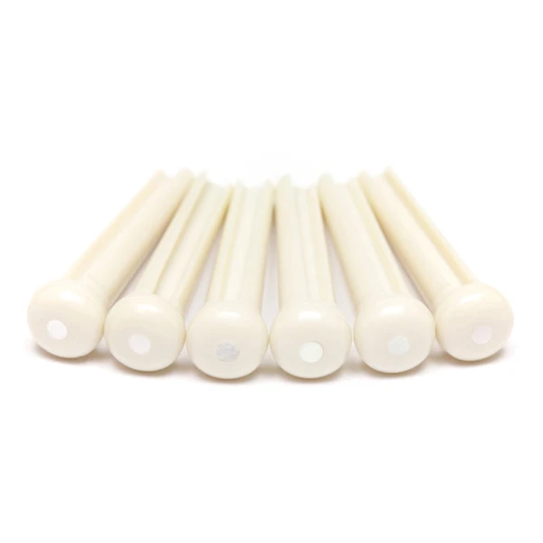 Graph Tech TUSQ Traditional Bridge Pins, White with 2mm MOP Dot, Set of 6 (PP-1142-00)