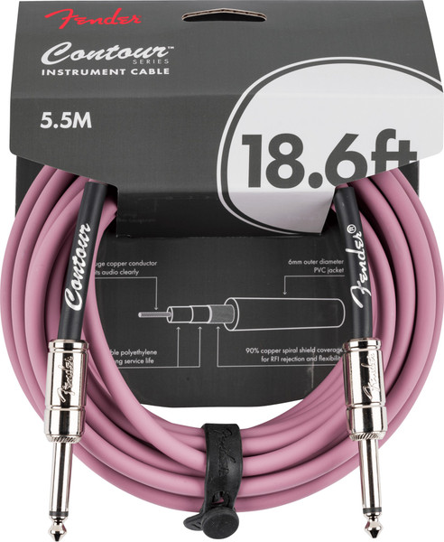 Fender Contour Series Instrument Cable Burgundy Mist 18.6ft (5.5m) Straight/Straight