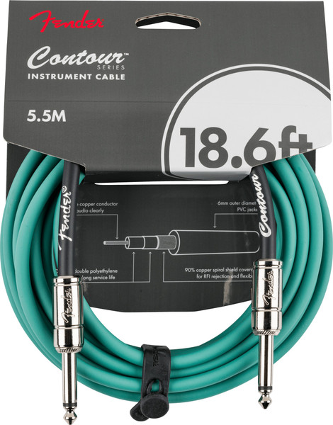 Fender Contour Series Instrument Cable Sherwood Green 18.6ft (5.5m) Straight/Straight