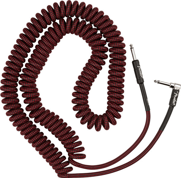 Fender Professional Series Coiled Tweed Instrument Cable Red 30ft (9m) Straight/Angle