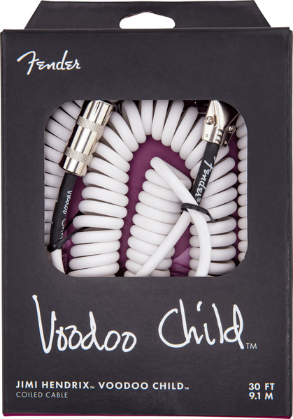 Fender Jimi Hendrix Voodoo Child Coiled Instrument Cable White 30ft (9m) Straight/Angle