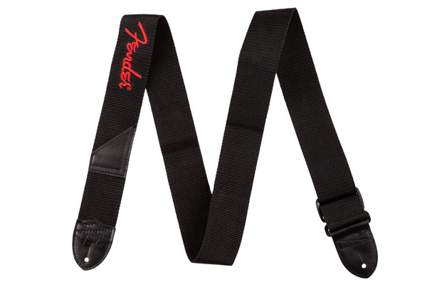 Fender Logo Guitar Strap Black with Red Logo