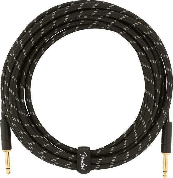 Fender Deluxe Series Tweed Instrument Cable Black Tweed 18.6ft (5.5m) Straight/Straight