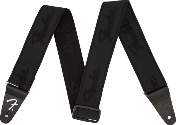 Fender WeighLess Running Logo Guitar Strap Black