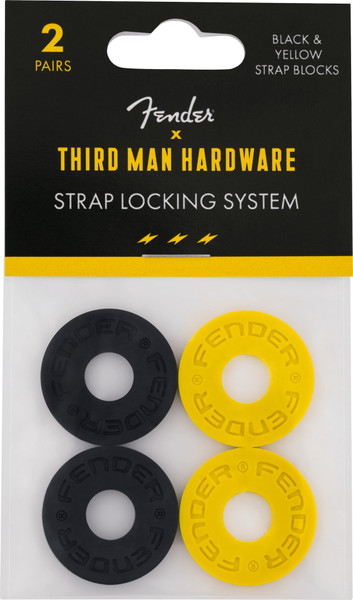 Fender x Third Man Hardware Strap Blocks Strap Lock System Black and Yellow (4-Pack)