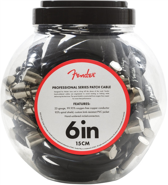 Fender Professional Series Patch Cable Black 6in (15cm)