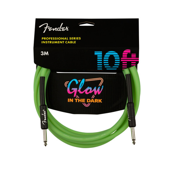 Fender Professional Series Glow in the Dark Instrument Cable Green 10ft (3m)