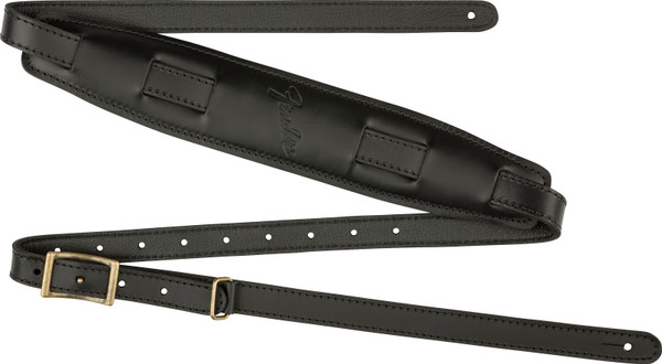 Fender Mustang Saddle Long Leather Guitar Strap Black