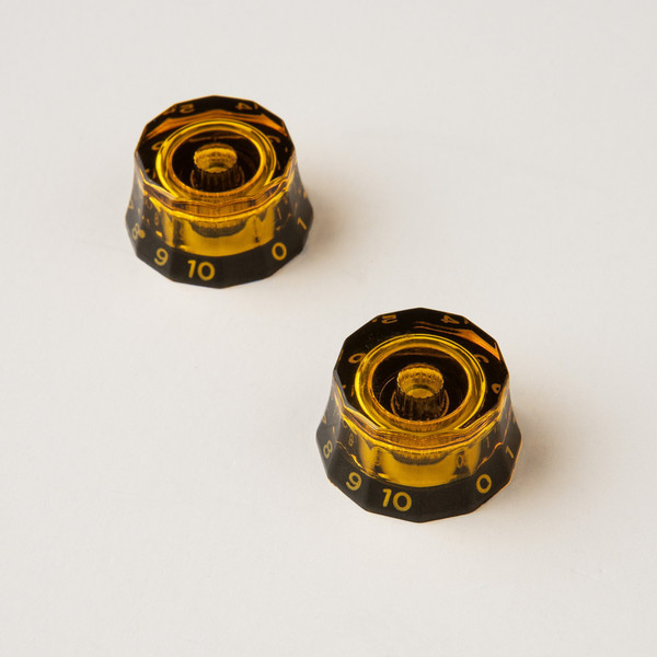 PRS Lampshade Knobs Amber with Black Numbers (Set of 2) SAE Shaft