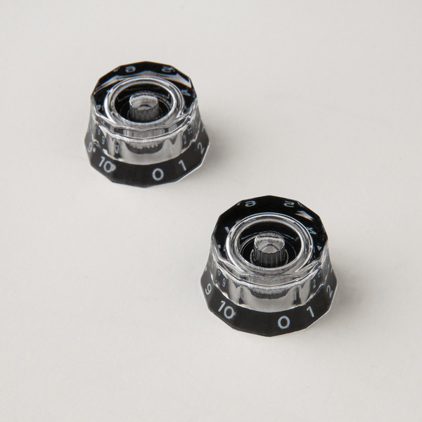 PRS Lampshade Knobs Clear with Black Numbers (Set of 2) SAE Shaft