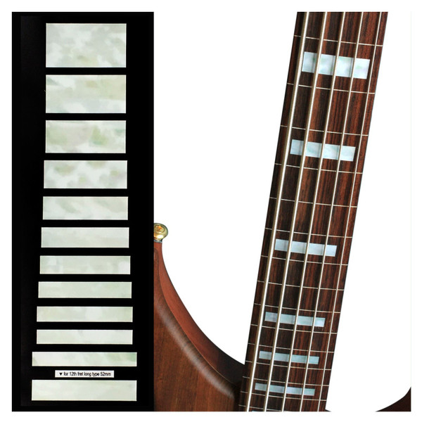 Jockomo Jazz Bass Block Fret Marker Inlay Stickers for 5-String Bass, White Pearl