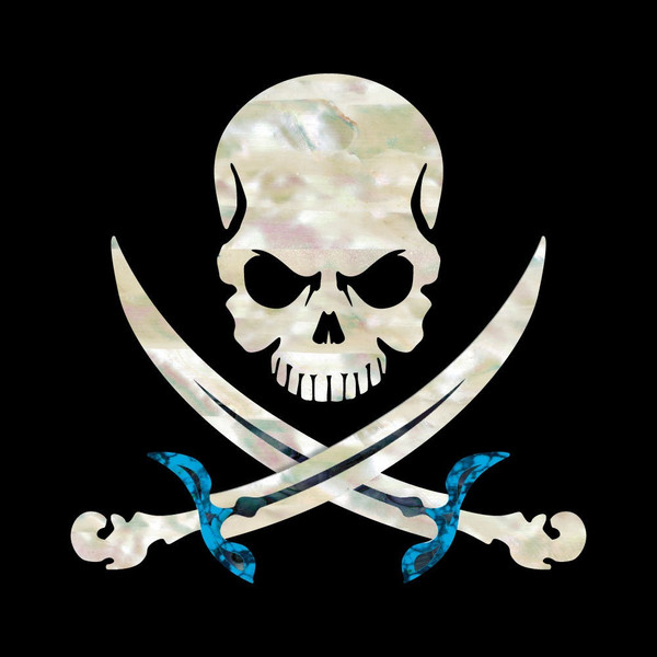 Jockomo Pirate Skull Inlay Sticker, White Pearl