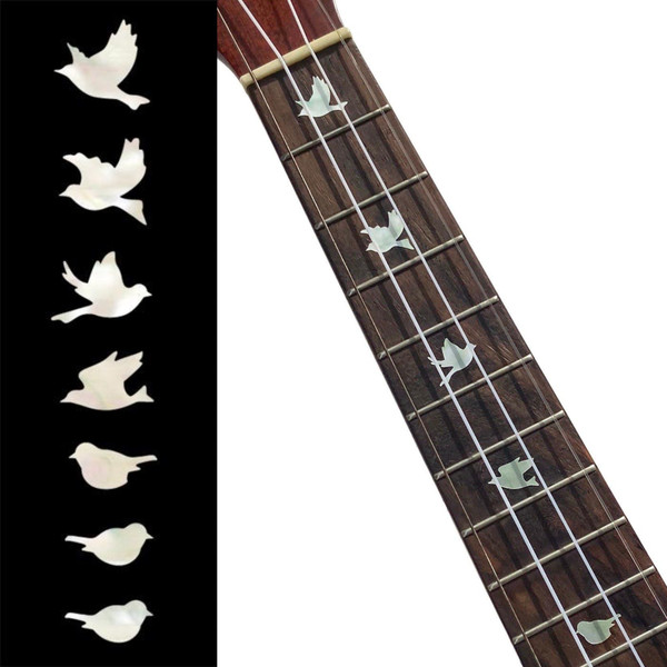 Jockomo Dove Fret Marker Inlay Stickers for Ukulele, White Pearl