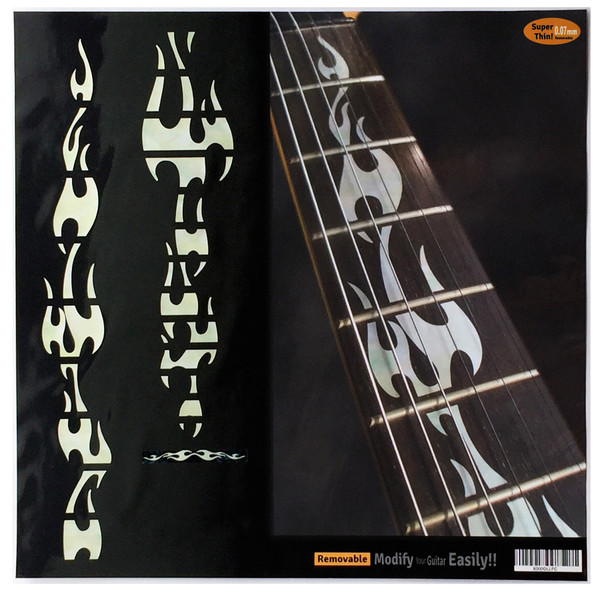 Jockomo Fire Flames Fretboard Inlay Sticker, White Pearl
