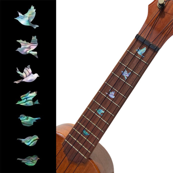Jockomo Dove Fret Marker Inlay Stickers for Ukulele, Abalone Blue