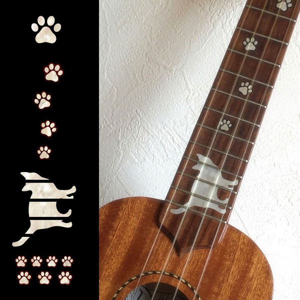 Jockomo Cat Paw Prints Fretboard Inlay Sticker for Ukulele, Soprano