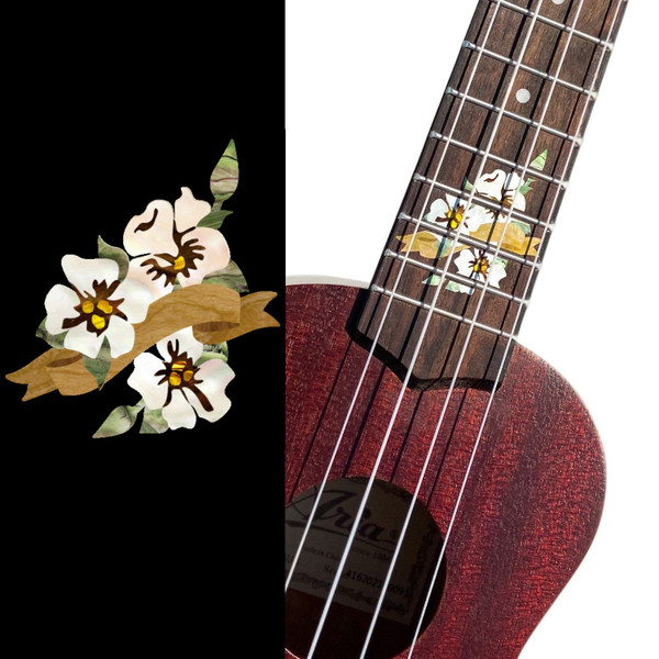 Jockomo Hibiscus Fretboard Inlay Sticker for Ukulele, Soprano