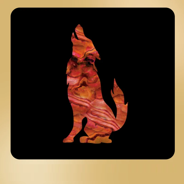 Jockomo Wolf Inlay Sticker, Abalone Red, Facing Left (1 Piece)