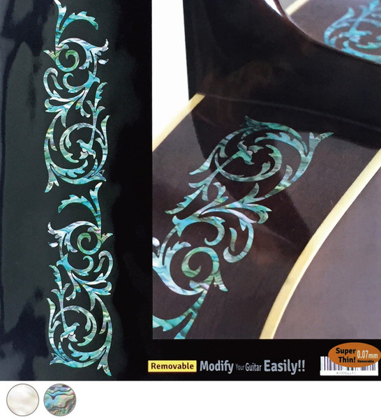 Jockomo Ornamental Swirls Inlay Sticker, Abalone Mix