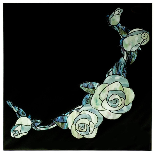Jockomo White Roses Inlay Sticker, White Pearl