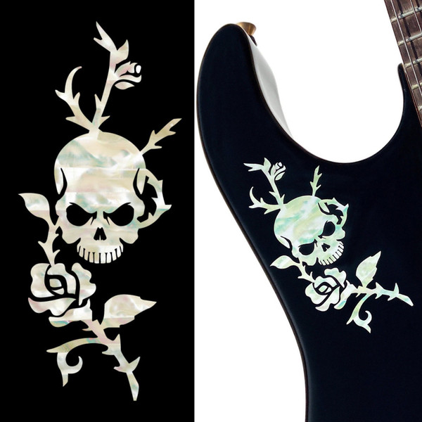 Jockomo Rose & Skull Inlay Sticker, White Pearl