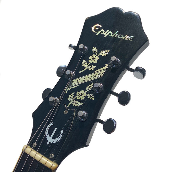 Jockomo Deluxe Flowers Headstock Inlay Sticker, Aged White Pearl