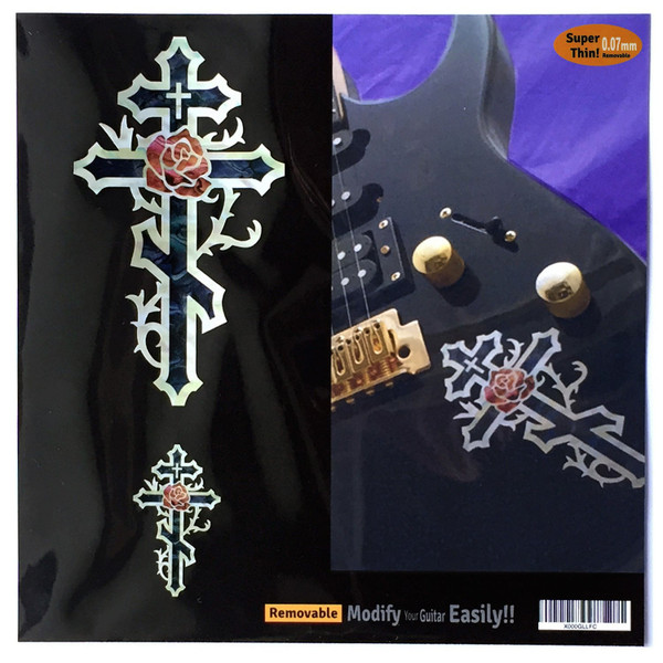 Jockomo Cross & Rose Inlay Sticker, Black Pearl, Small