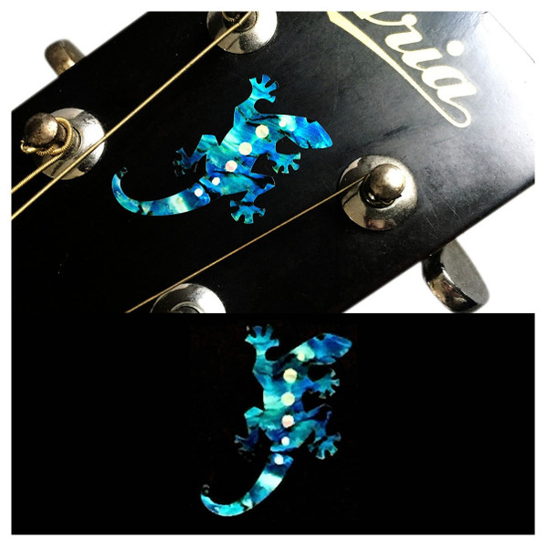Jockomo Lizard Inlay Sticker, Abalone Blue, Facing Right (1 Piece)