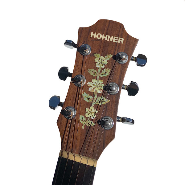 Jockomo Flower Vine Headstock Inlay Sticker, White Pearl