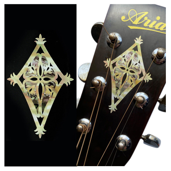 Jockomo Shield Headstock Inlay Sticker, White Pearl