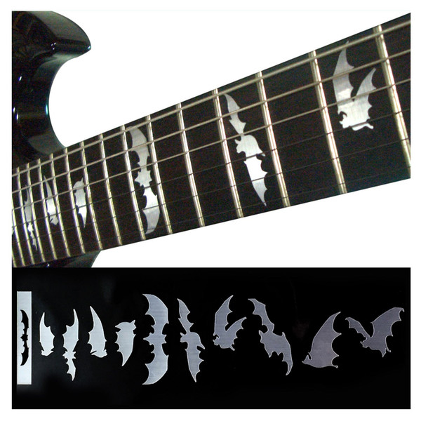 Jockomo Bat Wing Fret Marker Inlay Stickers, Metallic Silver