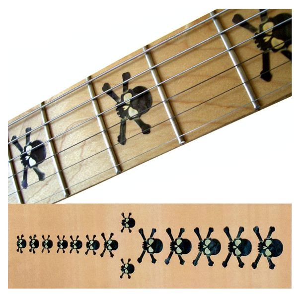 Jockomo Skull Fret Marker Inlay Stickers, Black Pearl