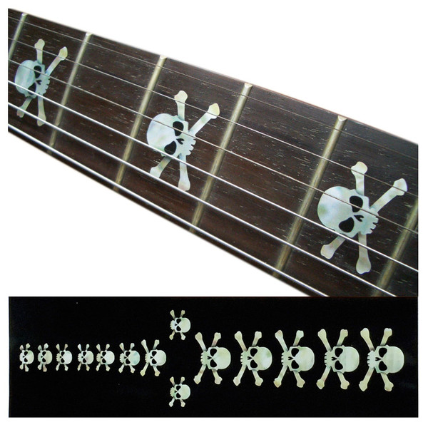 Jockomo Skull Fret Marker Inlay Stickers, White Pearl