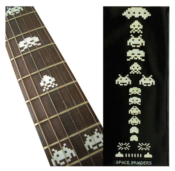Jockomo Space Invaders Fret Marker Inlay Stickers, White Pearl