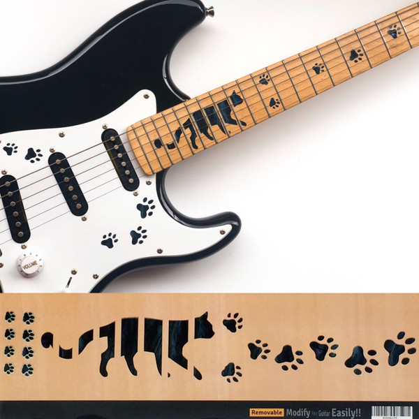 Jockomo Cat Paw Prints Fret Marker Inlay Stickers, Black Pearl