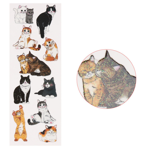 PYLON Glitter Cat Stickers - Made in Japan