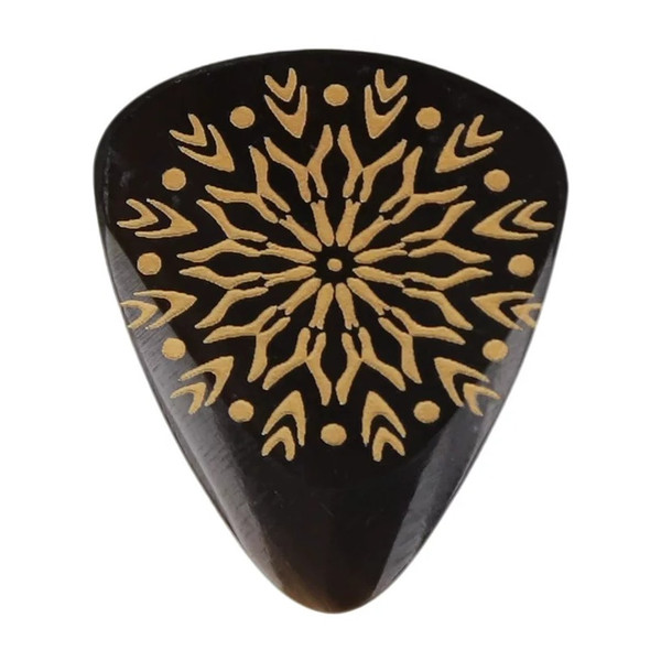 Timber Tones Grip Tones Guitar Pick - Black Horn, Yellow Floral Grip