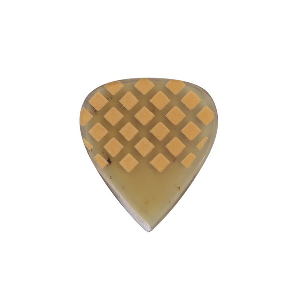Timber Tones Grip Tones Mini Guitar Pick - Clear Horn, Yellow Criss-Cross Grip