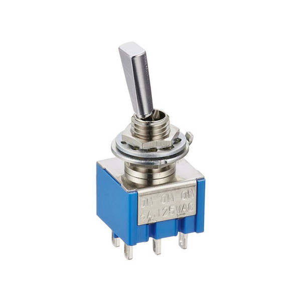 Hosco SCUD ON-ON-ONC Mini Toggle Switch, On-On-On, Chrome, Made in Japan