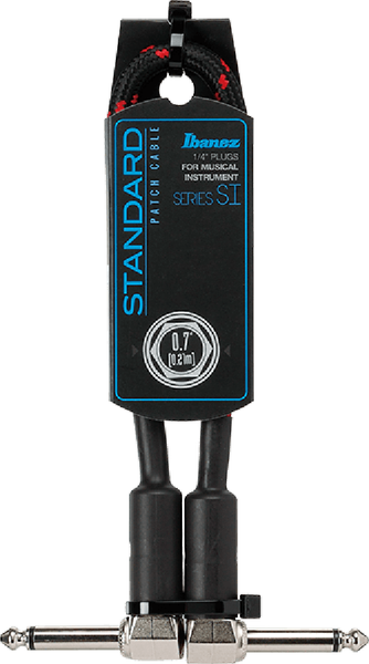 Ibanez SI07P-BW Patch Cable 0.7ft (0.2m) Right-Angle Patch Black x Wine Woven