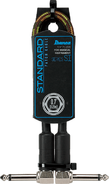 Ibanez SI07P-CGR Patch Cable 0.7ft (0.2m) Right-Angle Patch Camouflage Green Woven