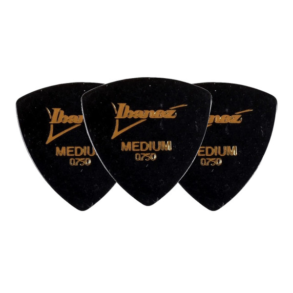 Ibanez H4M-BK Rounded Triangle Guitar Pick Medium 0.75mm Black (3-Pack)