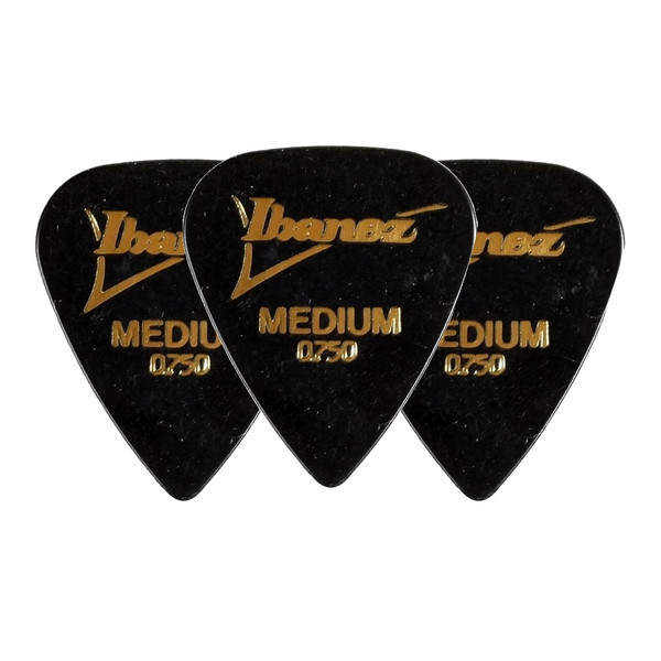 Ibanez H15M-BK Standard Guitar Pick Medium 0.75mm Black (3-Pack)