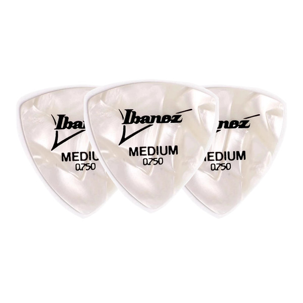 Ibanez H4M-WHP Rounded Triangle Guitar Pick Medium 0.75mm White Pearl (3-Pack)