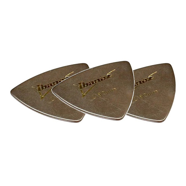 Ibanez PS8M-BR Rounded Triangle Guitar Pick Medium 0.80mm Gray Gold Logo (3-Pack)