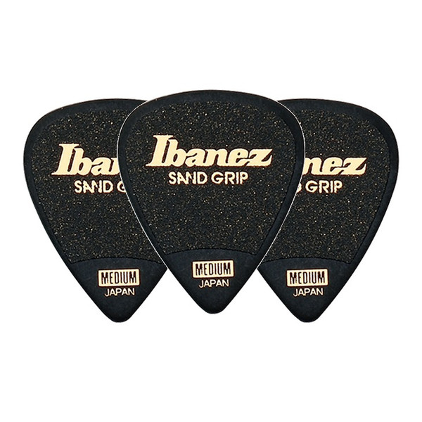 Ibanez Grip Wizard Sand Grip PA14MSG-BK Guitar Pick Teardrop Medium 0.8mm Black (3-Pack)