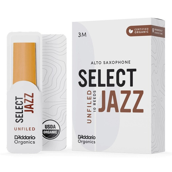 Rico Select Jazz by D'Addario Unfiled Alto Saxophone Reeds, Strength 3M - 10 Pack