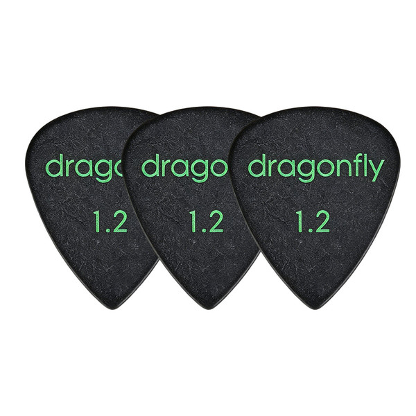 Dragonfly TD Teardrop Guitar Pick 1.2mm - Black (3-Pack)