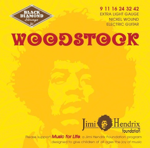 Black Diamond NJH1150N Jimi Hendrix Woodstock Nickel Wound Electric Guitar Strings, Medium (11-50)